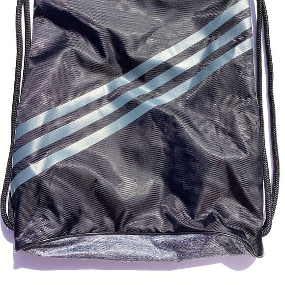 Adidas Cinch Sack Bag Drawstring Athletic Sports School Burst Sackpack Black New - Picture 6 of 8
